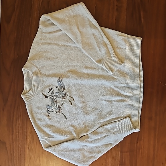 H & M Boucle Sweater with Crane Embroidery - Picture 1 of 4